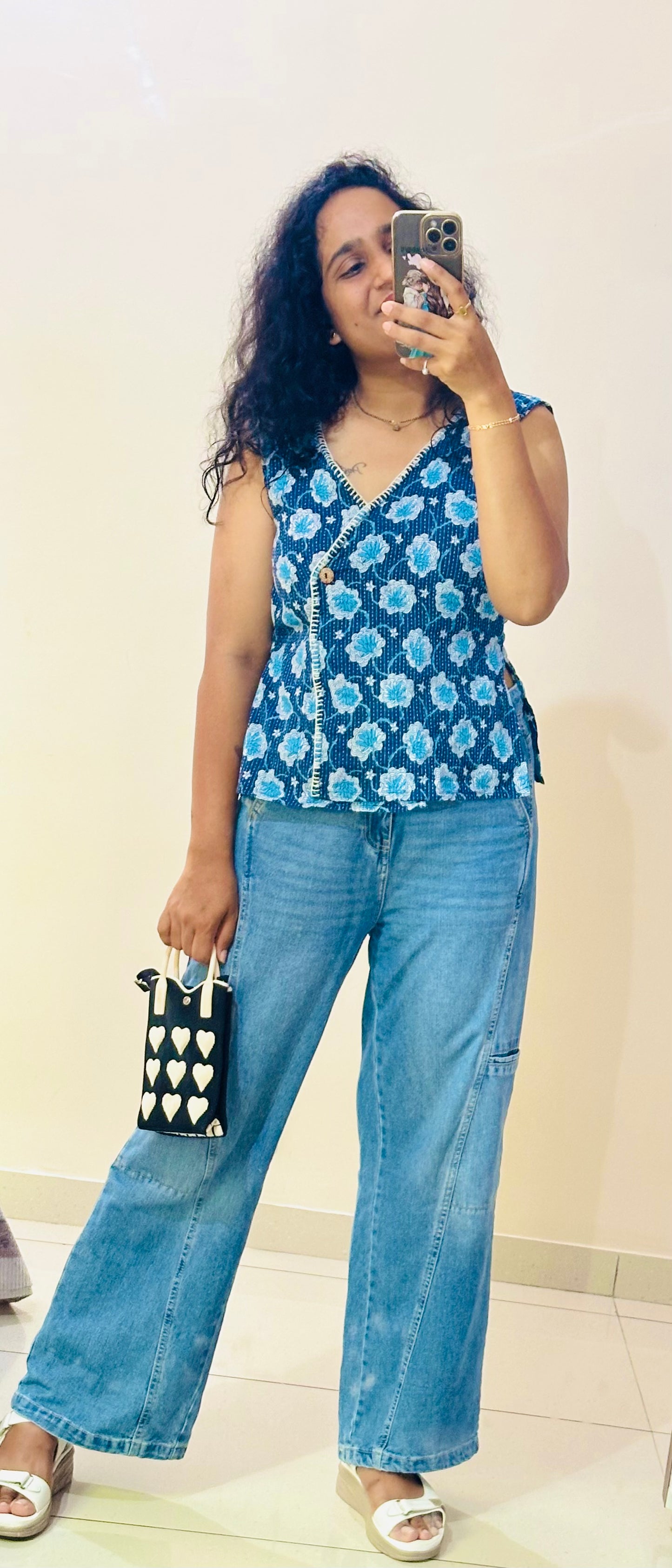 Blue Bloom Cotton Vest
