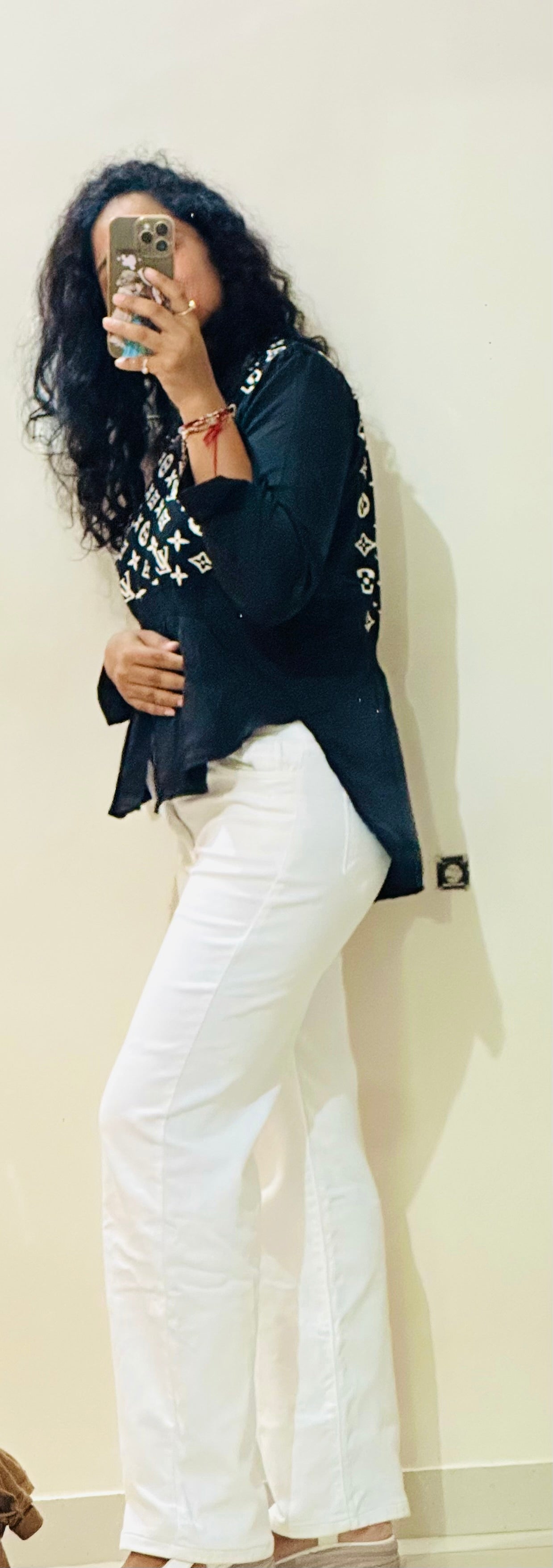 Midnight Monogram Peplum Top