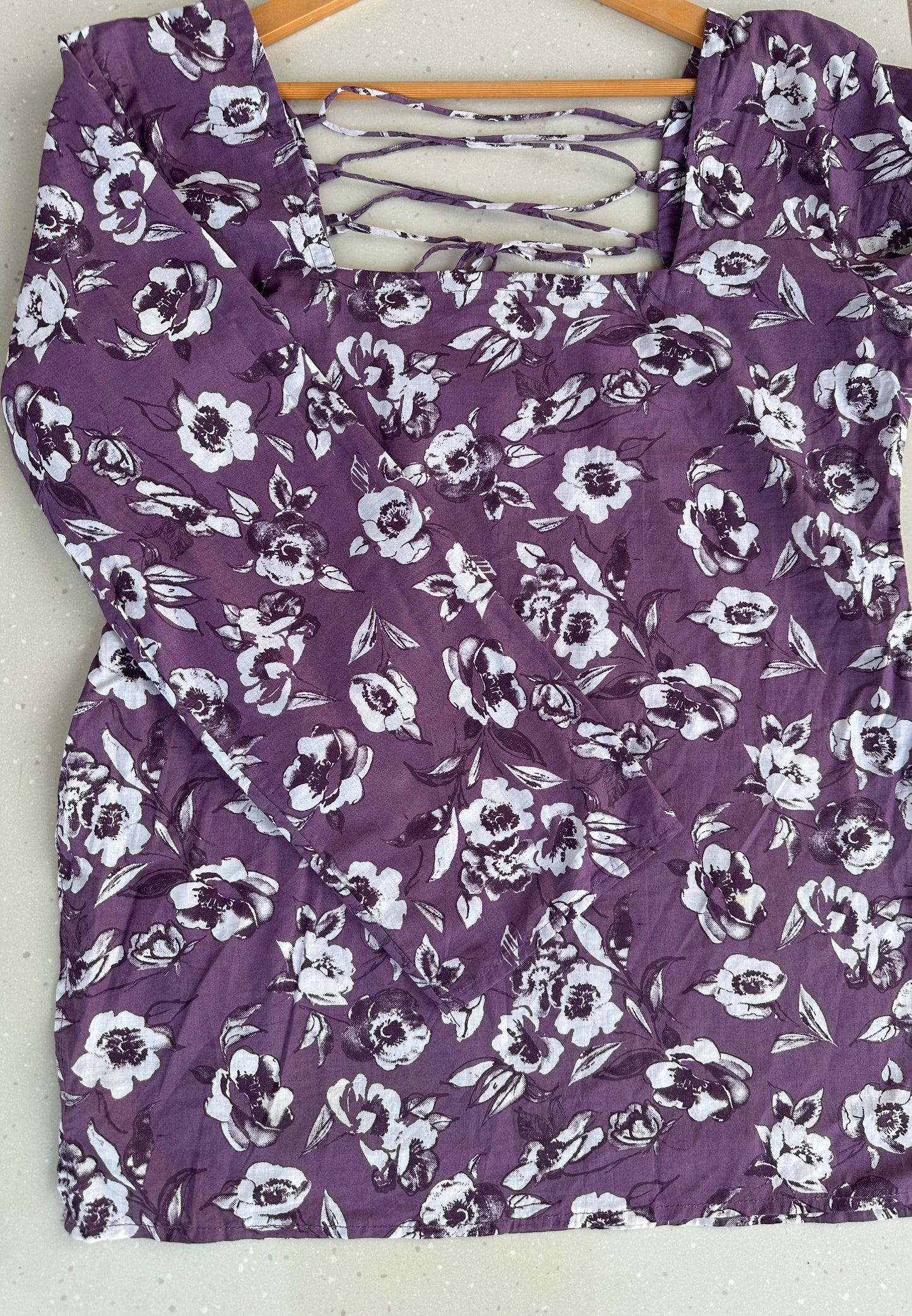 mauve floral short kurti
