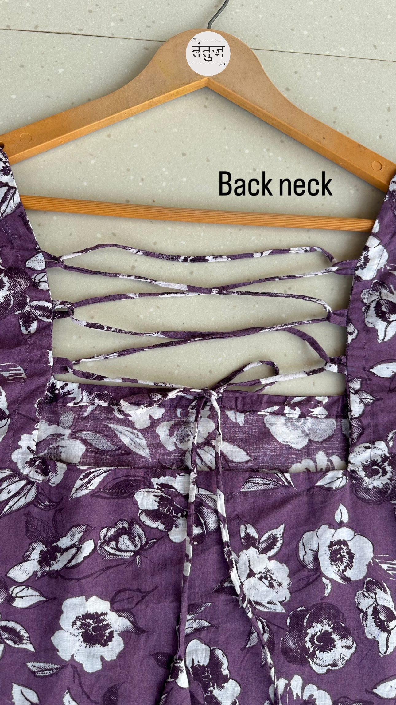 mauve floral short kurti