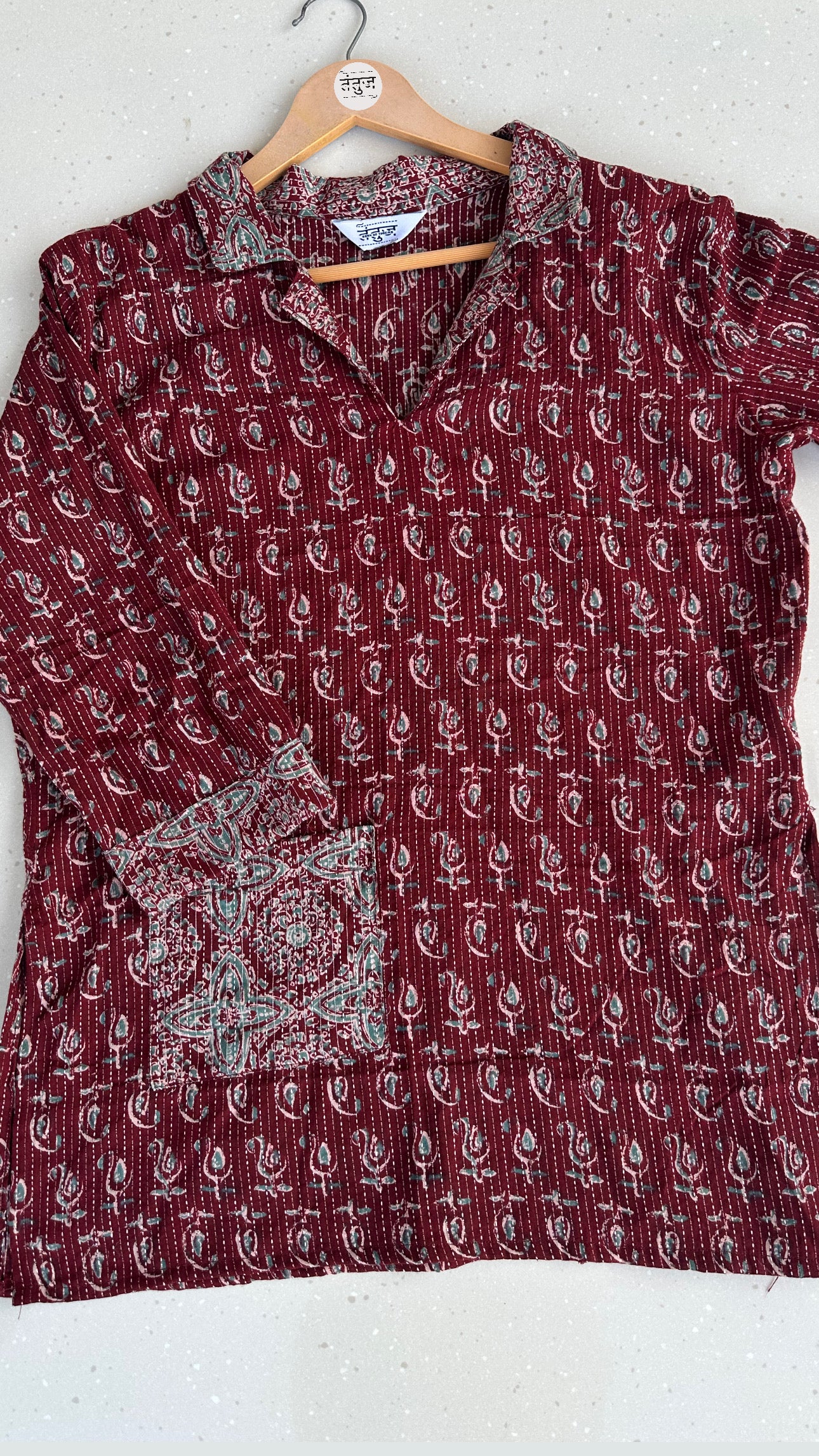 Gulnaar Maroon Kantha top