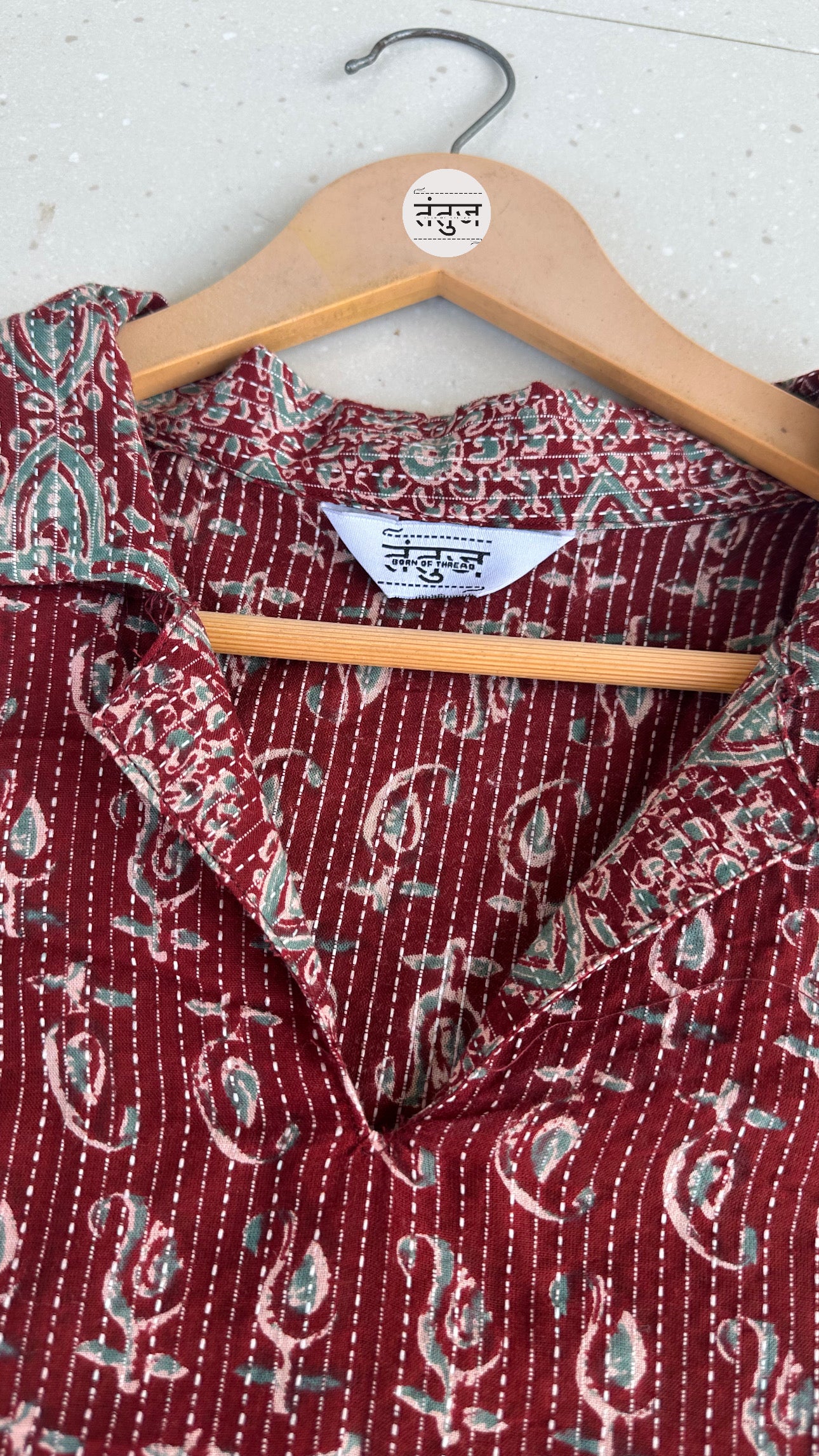 Gulnaar Maroon Kantha top