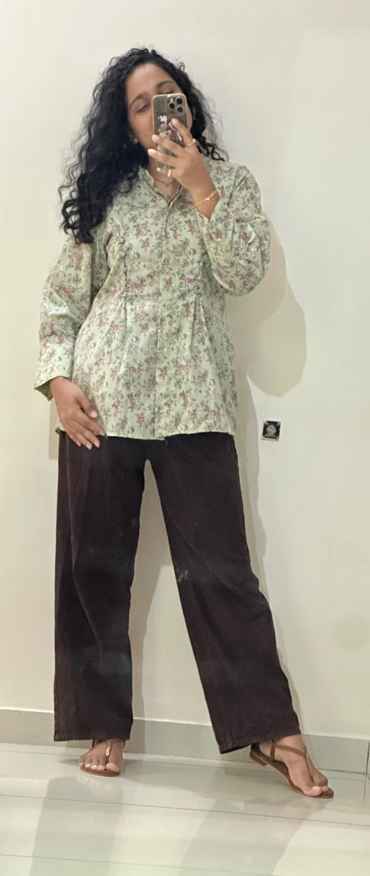 Pastel Bloom Button-Down Top