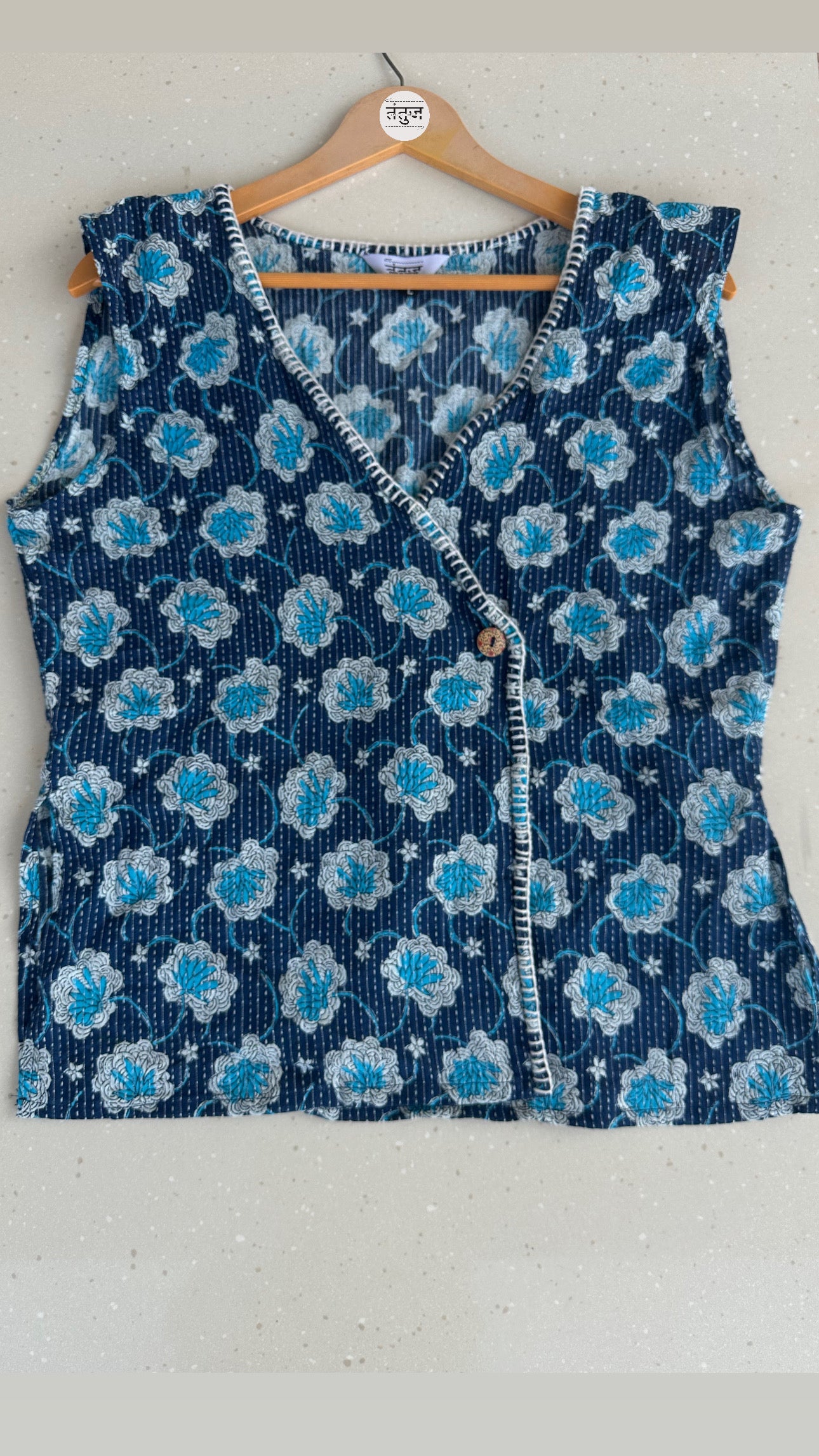 Blue Bloom Cotton Vest