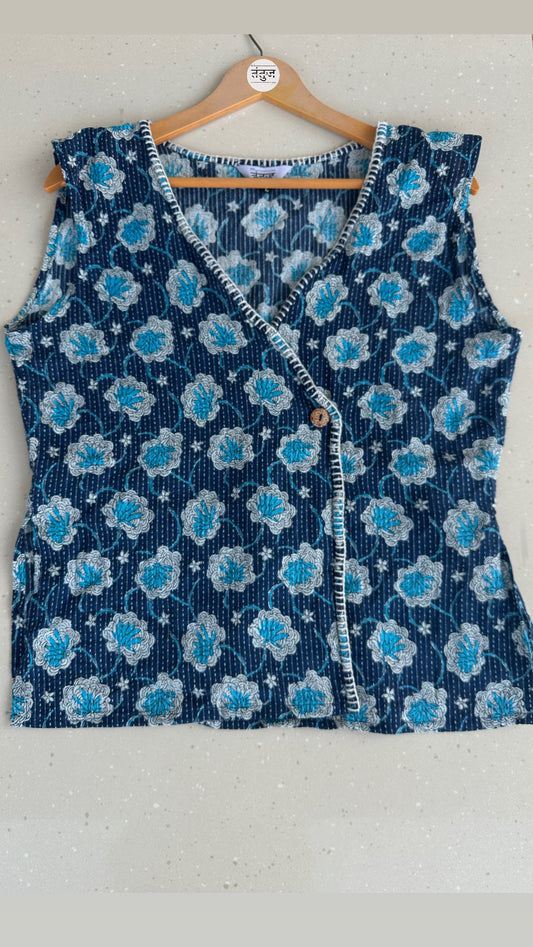 Blue Bloom Cotton Vest