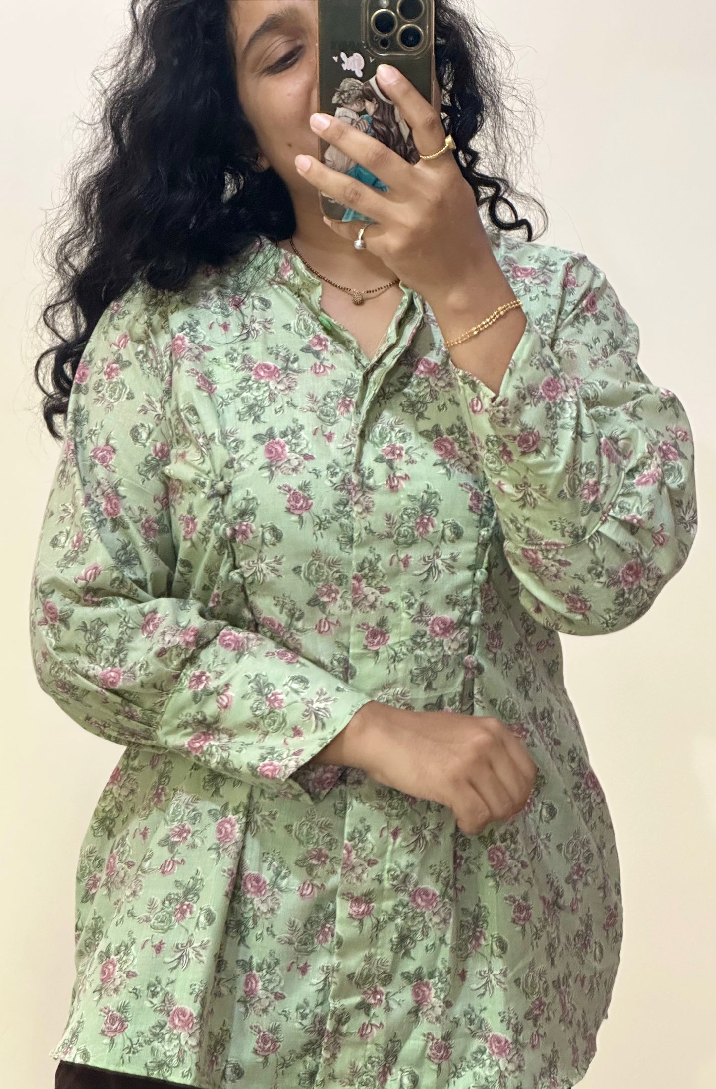 Pastel Bloom Button-Down Top